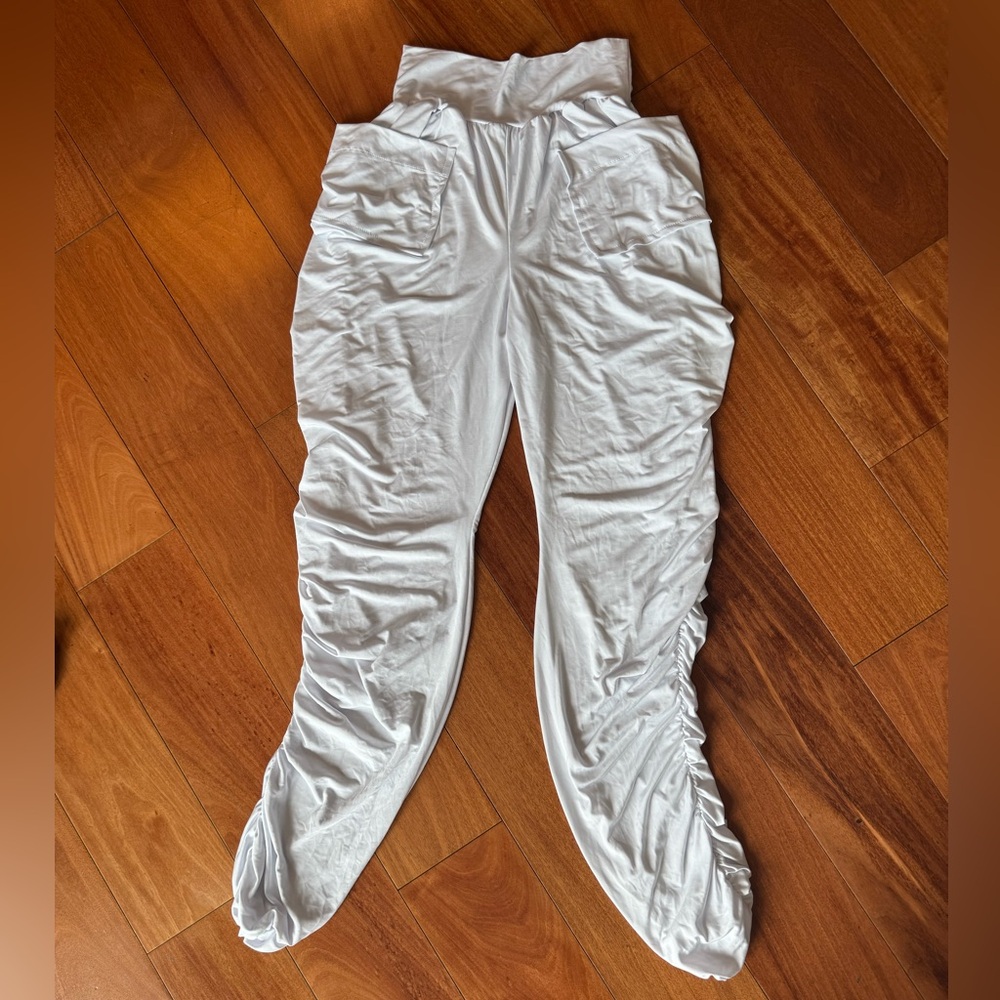 Blue Water White Ruched Pants.